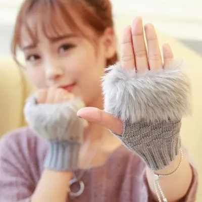 1 Pair Fashion Women Fingerless Winter Gloves 